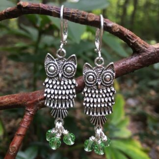 Owl earrings light green