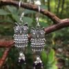 Owl Earrings with Purple Beads - Image 2