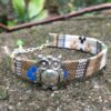 Owl Slide Charm on Earth Tones Flat Woven Cotton Cord Bracelet - Image 5