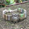 Owl Slide Charm on Earth Tones Flat Woven Cotton Cord Bracelet - Image 4